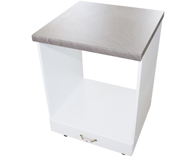 Corp pentru cuptor incorporabil cu sertar Zebra, Alb/MDF Alb lucios, cu blat beton, 60 x 85 x 60 cm